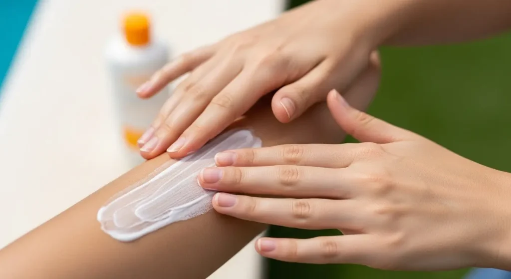 applying sunscreen for skin cancer prevention