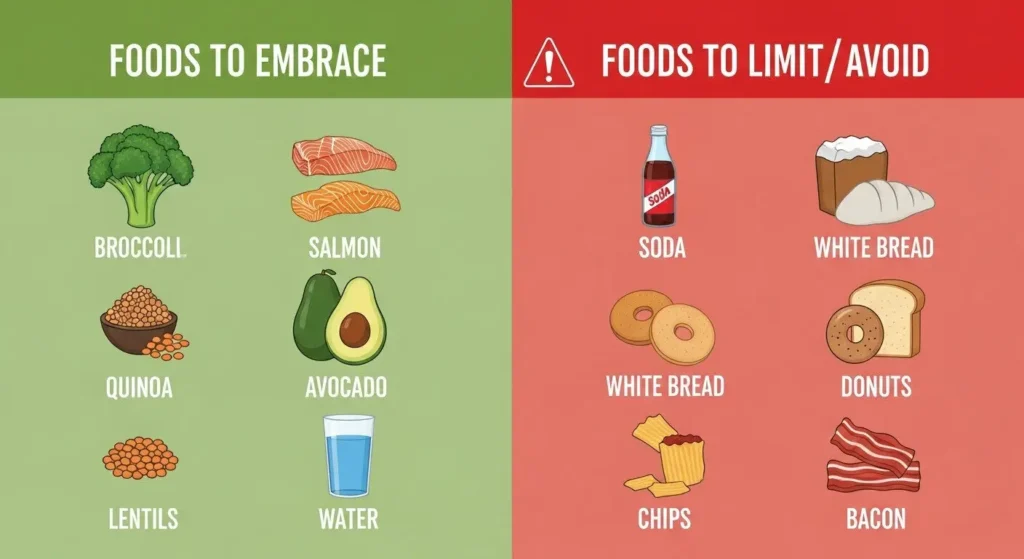 collection of Foods for healthy glucose level